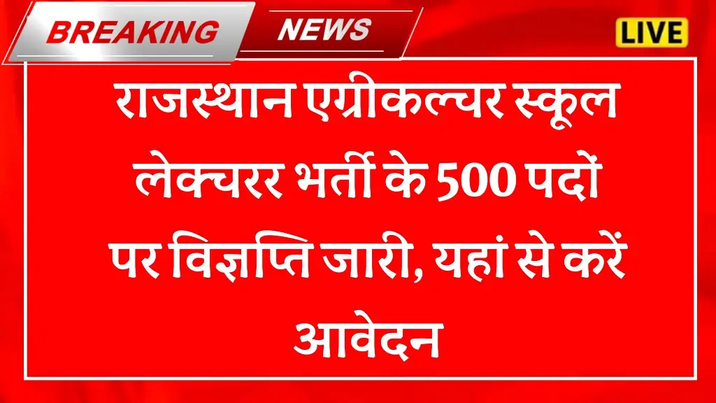 RPSC 1st Grade Agriculture Teacher Bharti 2025